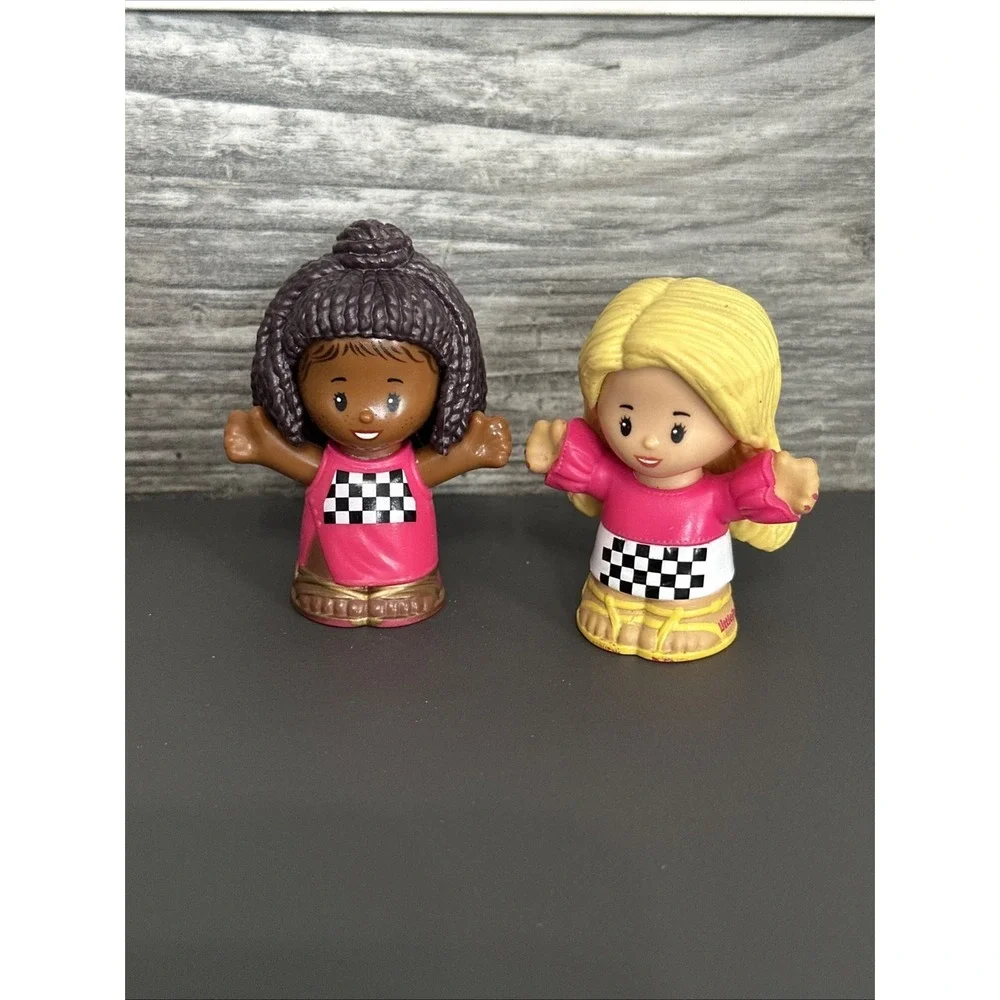 Fisher Price Little People BARBIE Girls RACE CAR DRIVERS African American Blonde